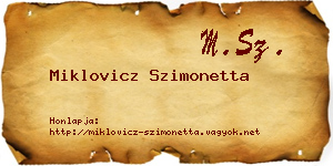 Miklovicz Szimonetta névjegykártya